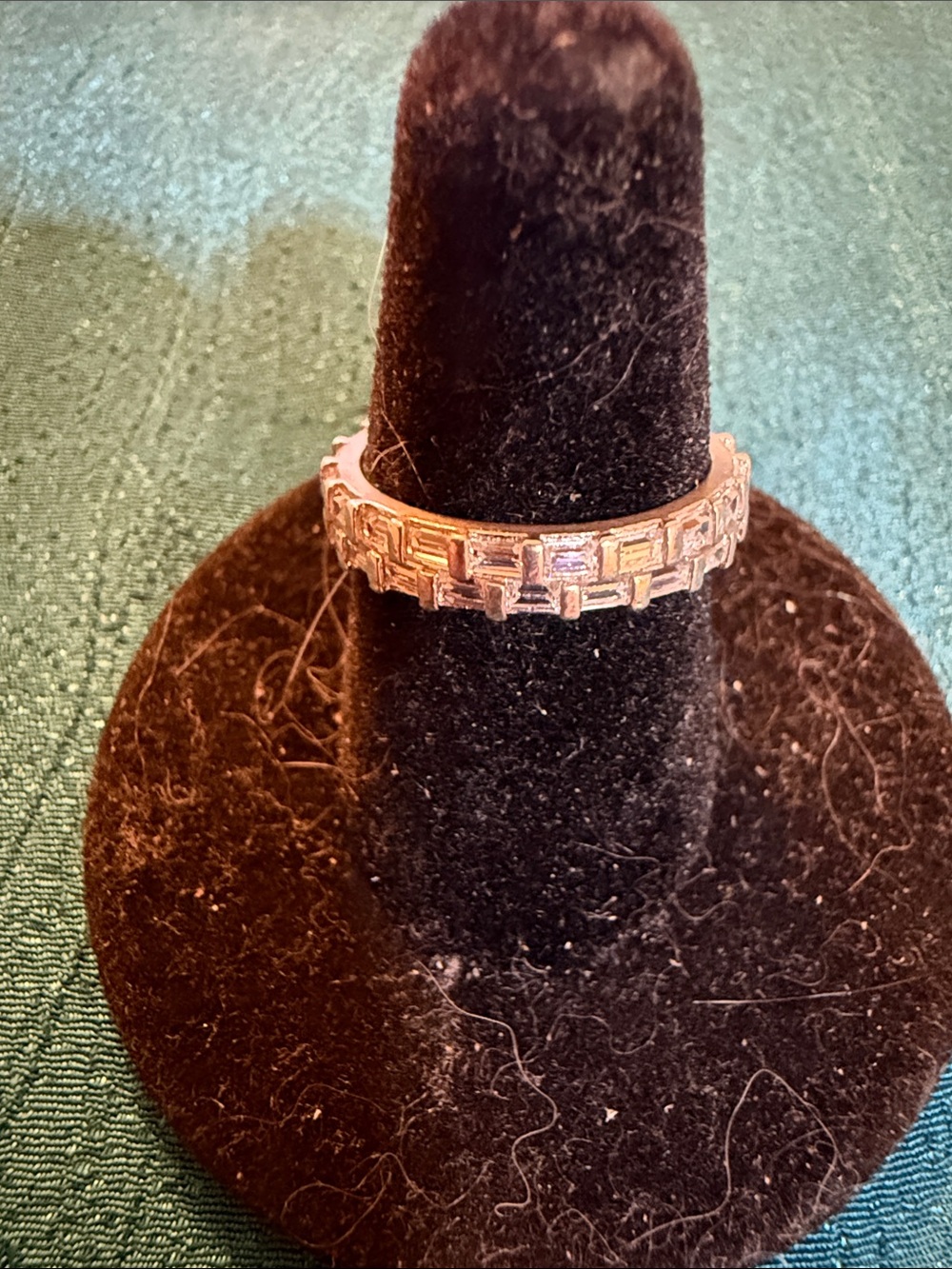 Elegant sterling, silver baguette, CZ eternity band